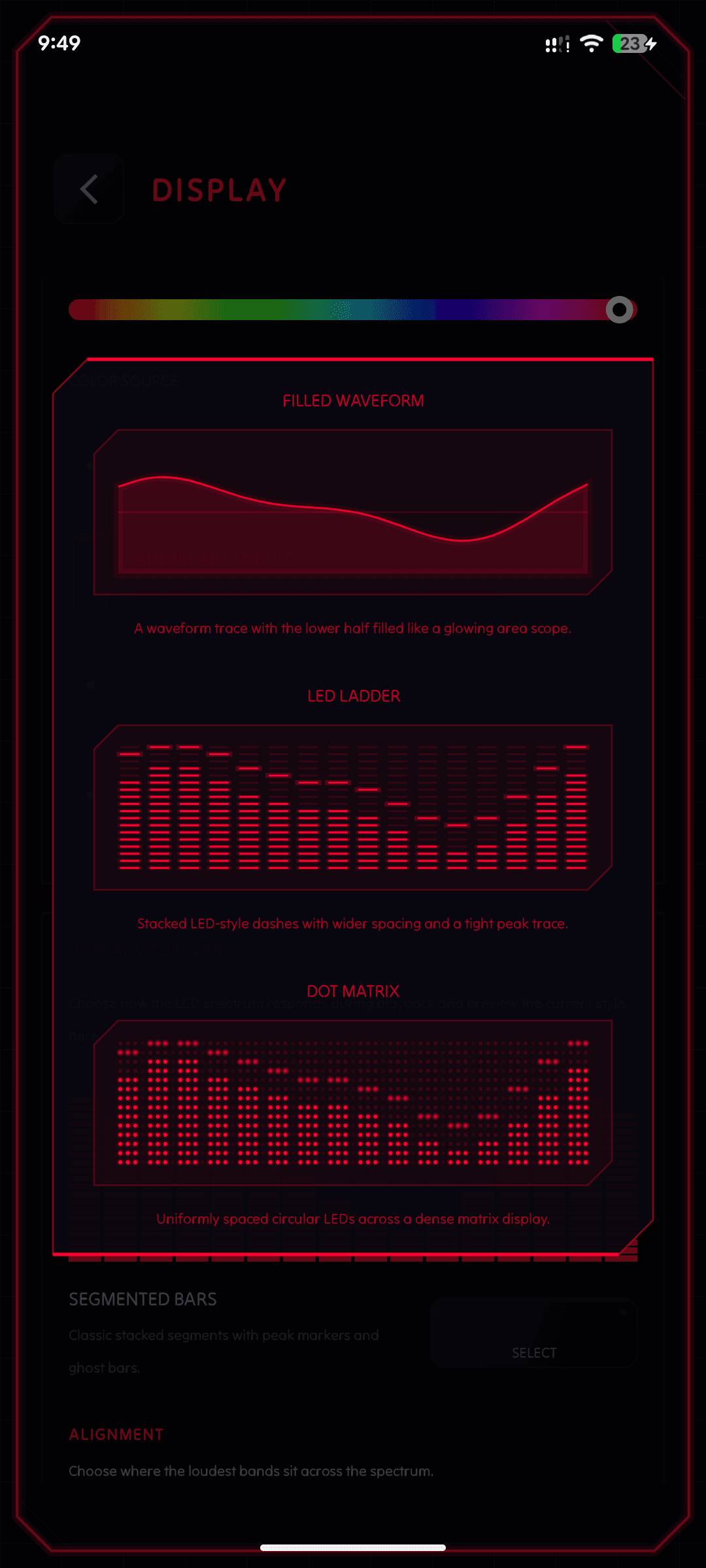 Premium visualizer styles and color spectrum