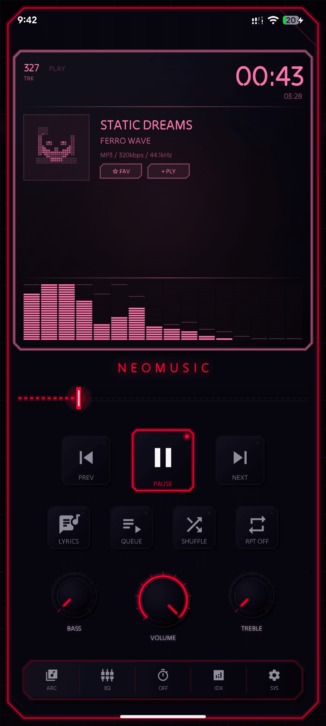 NeoMusic player with live spectrum visualizer