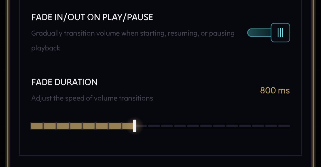 Fade in/out settings in NeoMusic