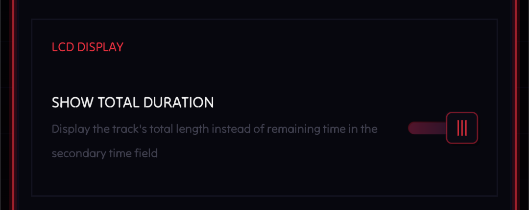 Duration display toggle in NeoMusic player