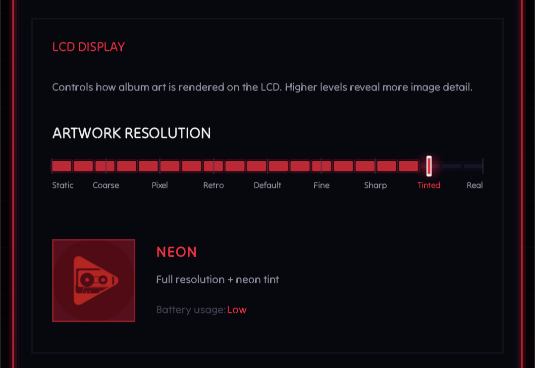 Artwork resolution setting in NeoMusic