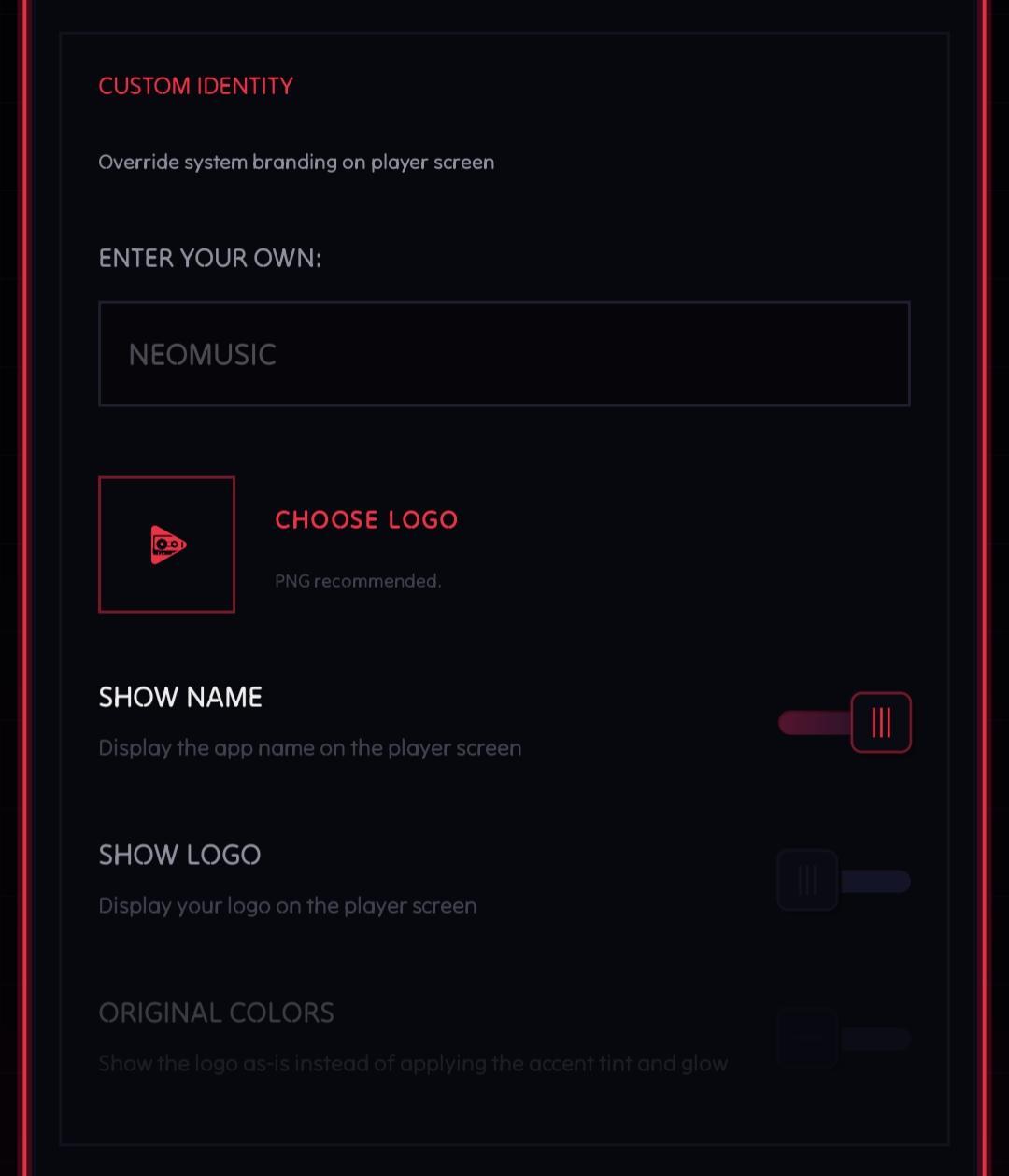 Custom logo on the NeoMusic player screen