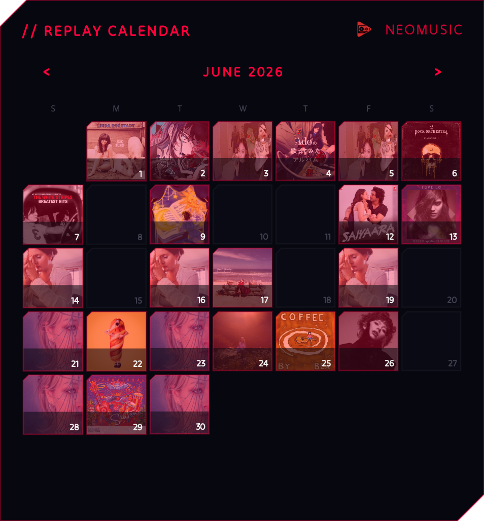 Replay calendar telemetry card in NeoMusic